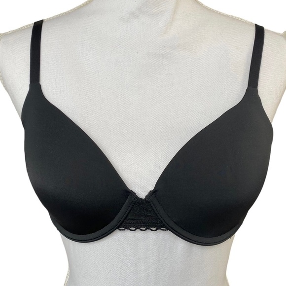 Gap Body Bra Size 34C Favorite TShirt Black Lace Full Coverage Smooth Racerback - Picture 1 of 9